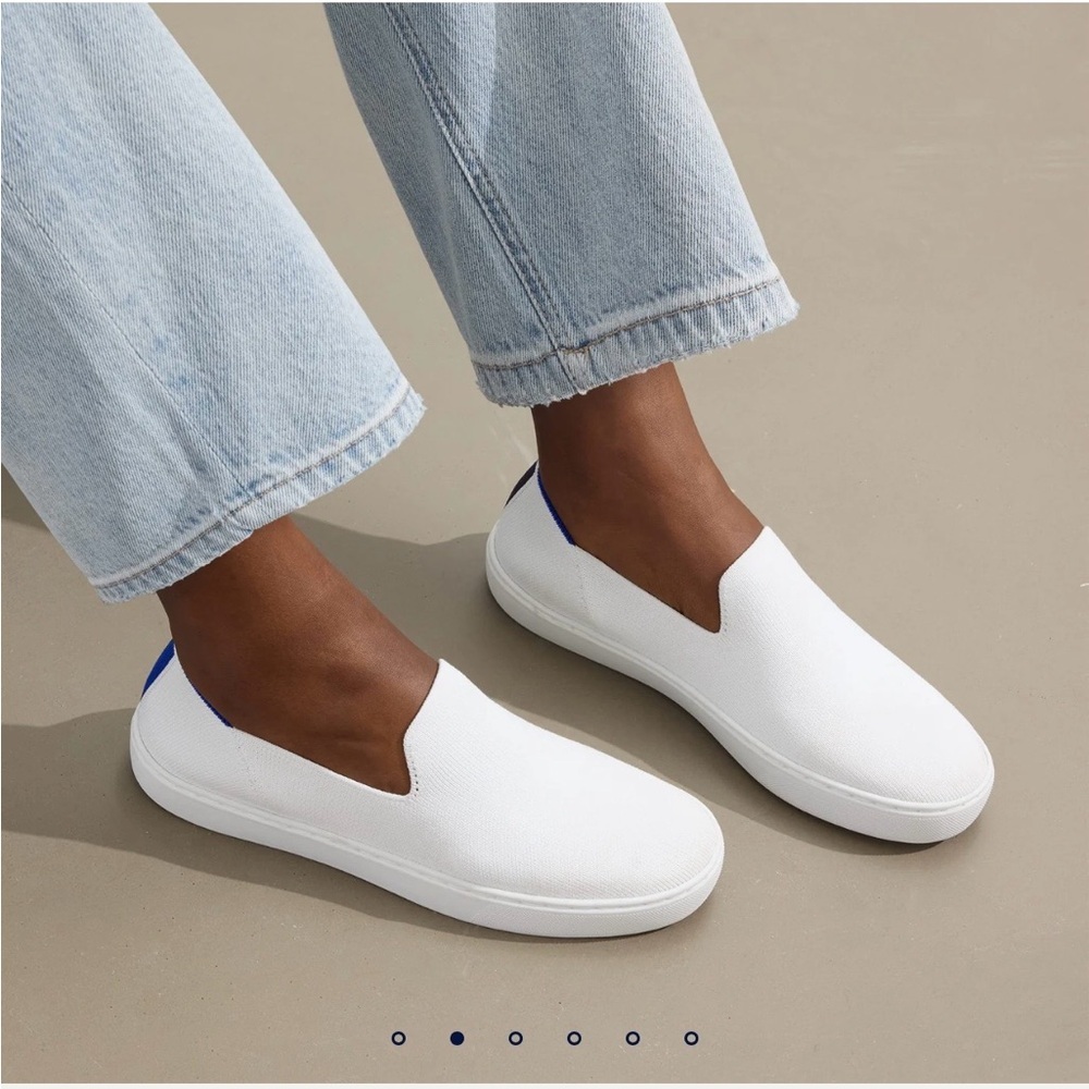 Rothy's White and Green Slip-On Sneakers